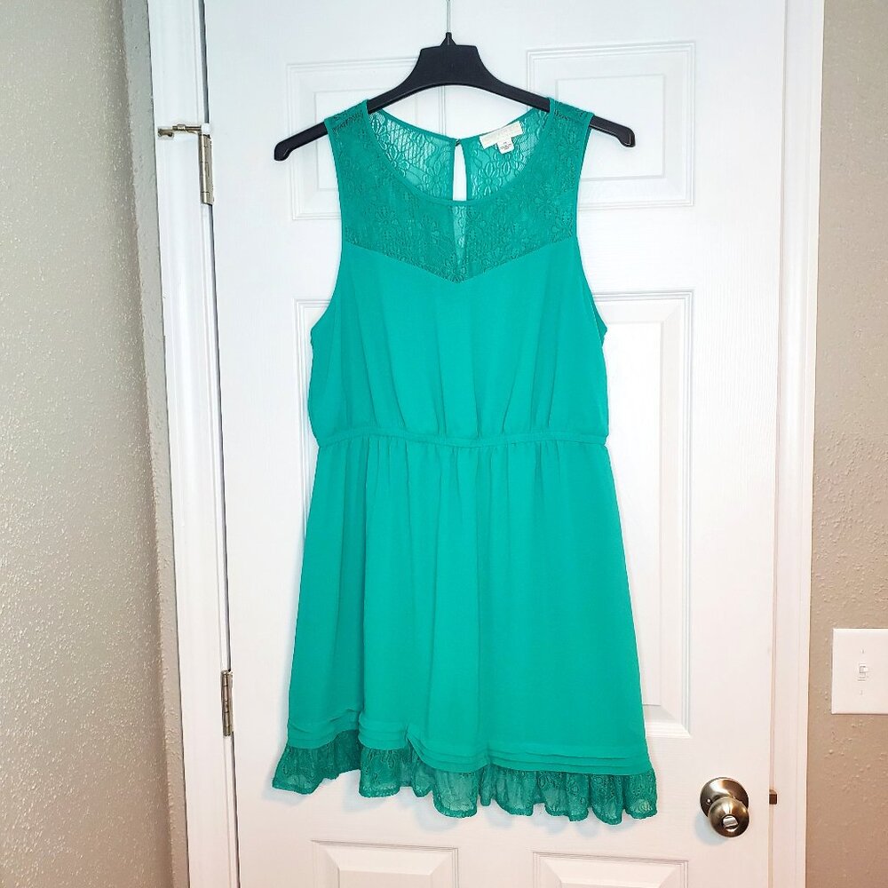 Forever 21 Green Lace Neck Dress 2XL